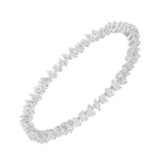 5.15 Carat SI/H Multi Shape Natural Diamond Tennis Bracelet 18 Karat White Gold