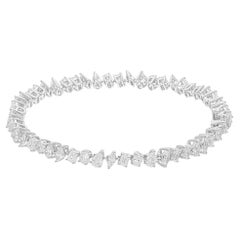Bracciale tennis con diamanti naturali a forma multipla da 5,15 carati SI/H Oro bianco 18 carati