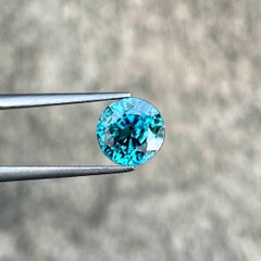 5.15 carats Blue Zircon Stone Round Cut Natural Cambodian Gemstone