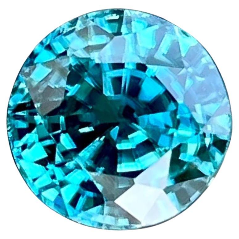 5.15 carats Blue Zircon Stone Round Cut Natural Cambodian Gemstone