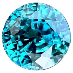 5.15 Karat Blauer Zirkon Stein Rundschliff Natürlicher Kambodschanischer Edelstein