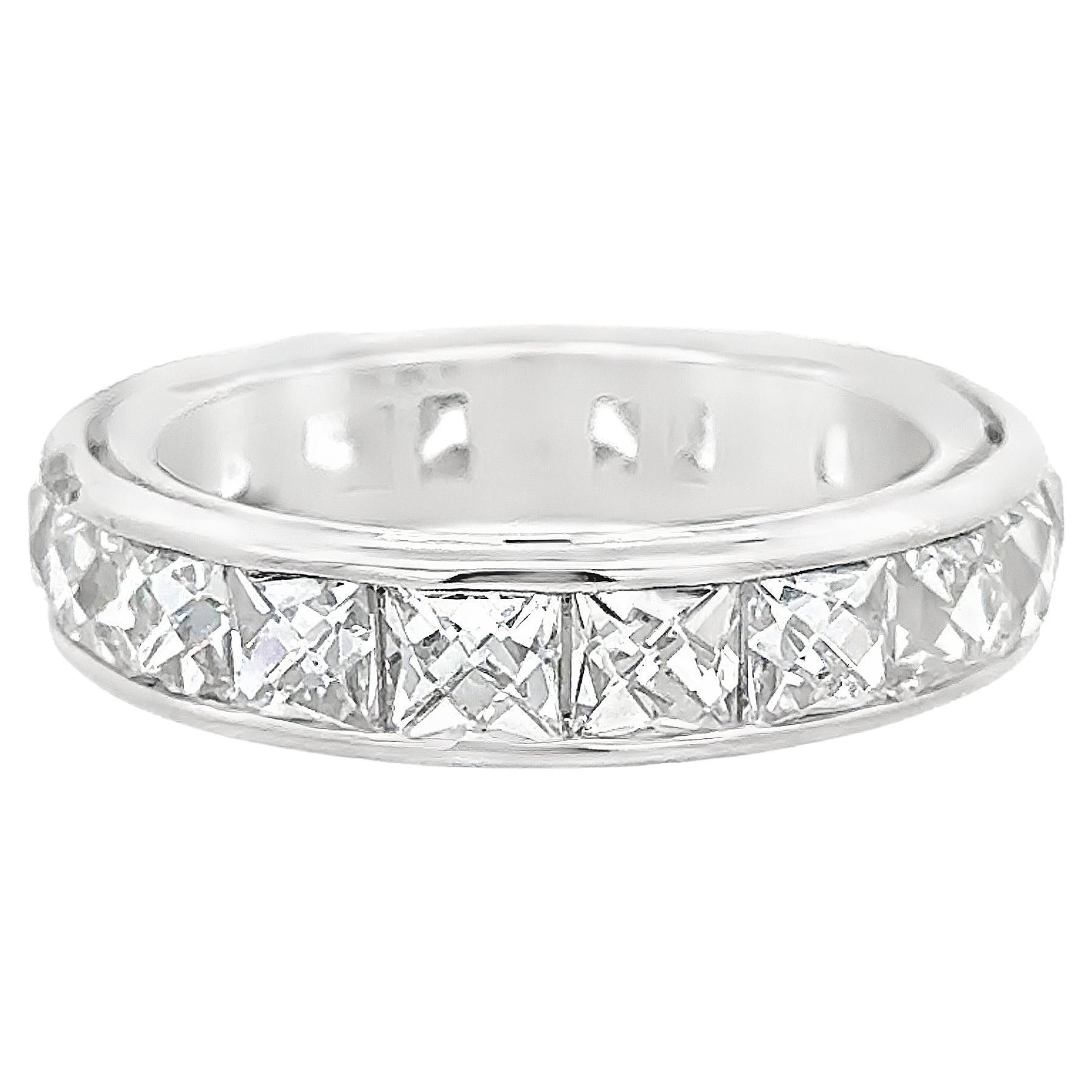 Roman Malakov 5.15 Carats Total French Cut Diamond Eternity Wedding Band Ring