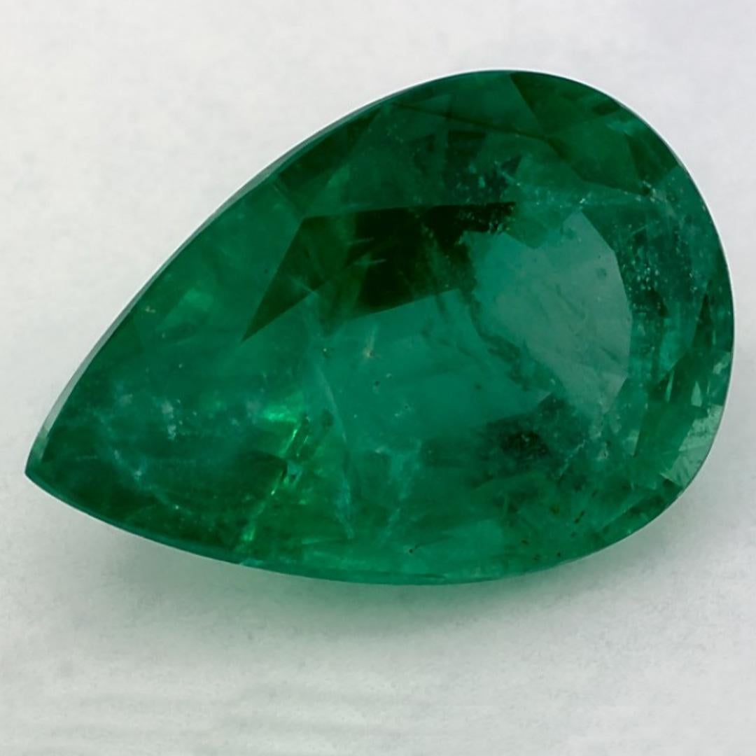 Pear Cut 5.15 Ct Emerald Pear Loose Gemstone For Sale