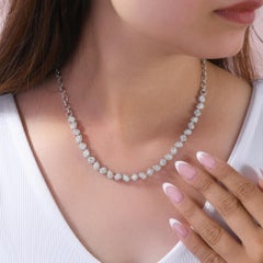 5.15 Ct Natural Pear & Emerald-Cut Diamond Halo Necklace 18K White Gold