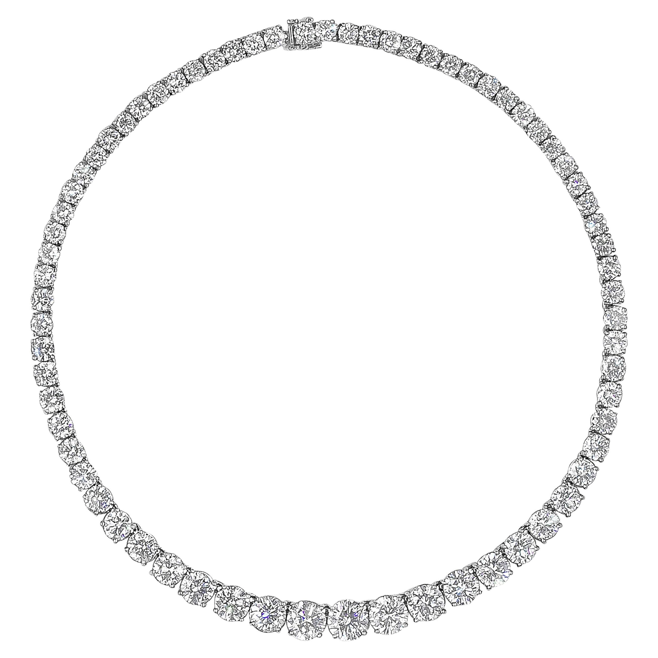 Classic 51.59 Carats Total Round Brilliant Cut Diamond Riviera Necklace