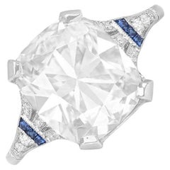 Bague de fiançailles sertie à la griffe de diamants taille coussin (environ 5,10 carats), platine