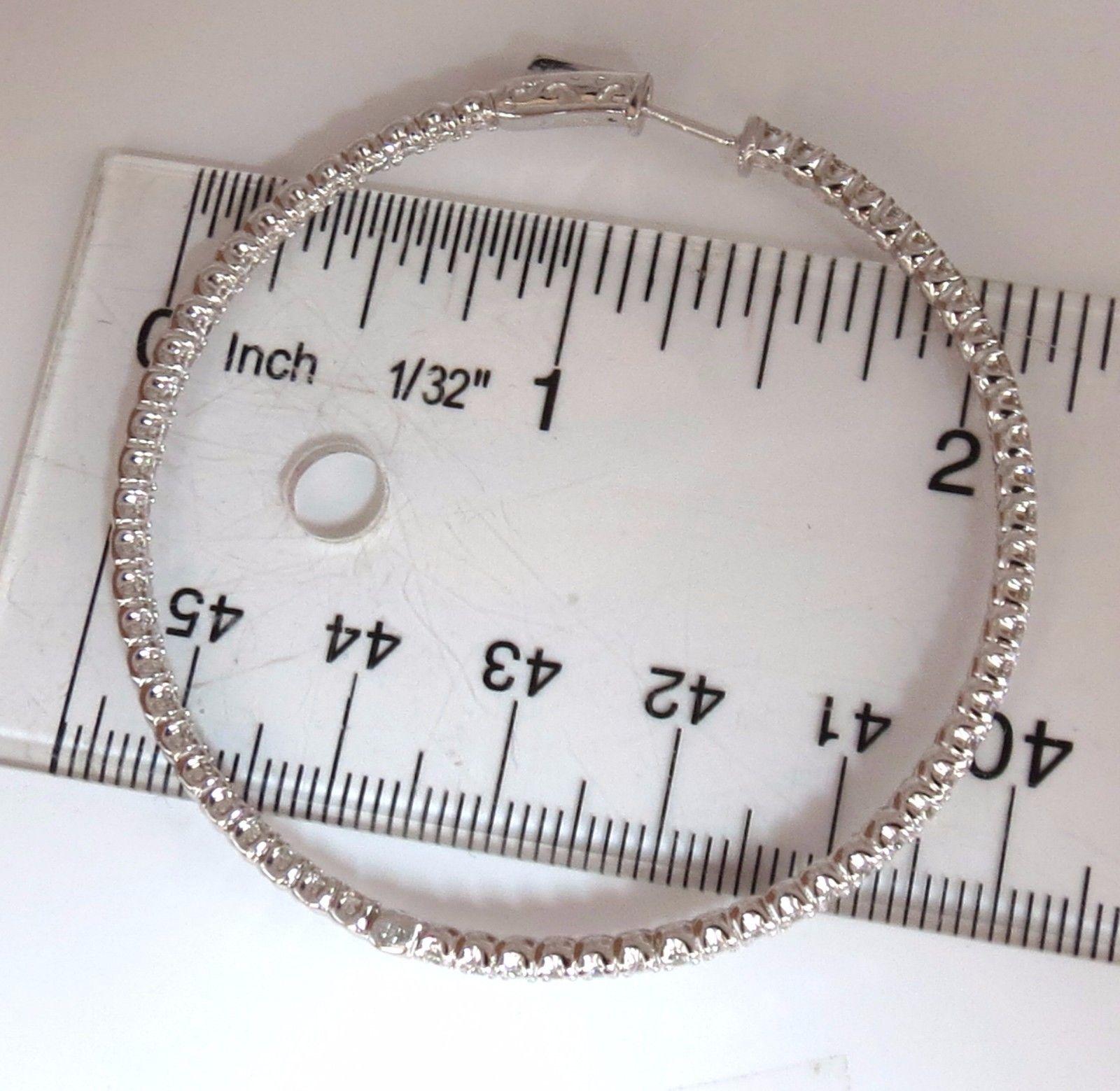 Round Cut 5.15ct natural round brilliant in/out diamond hoop earrings 14kt button lock