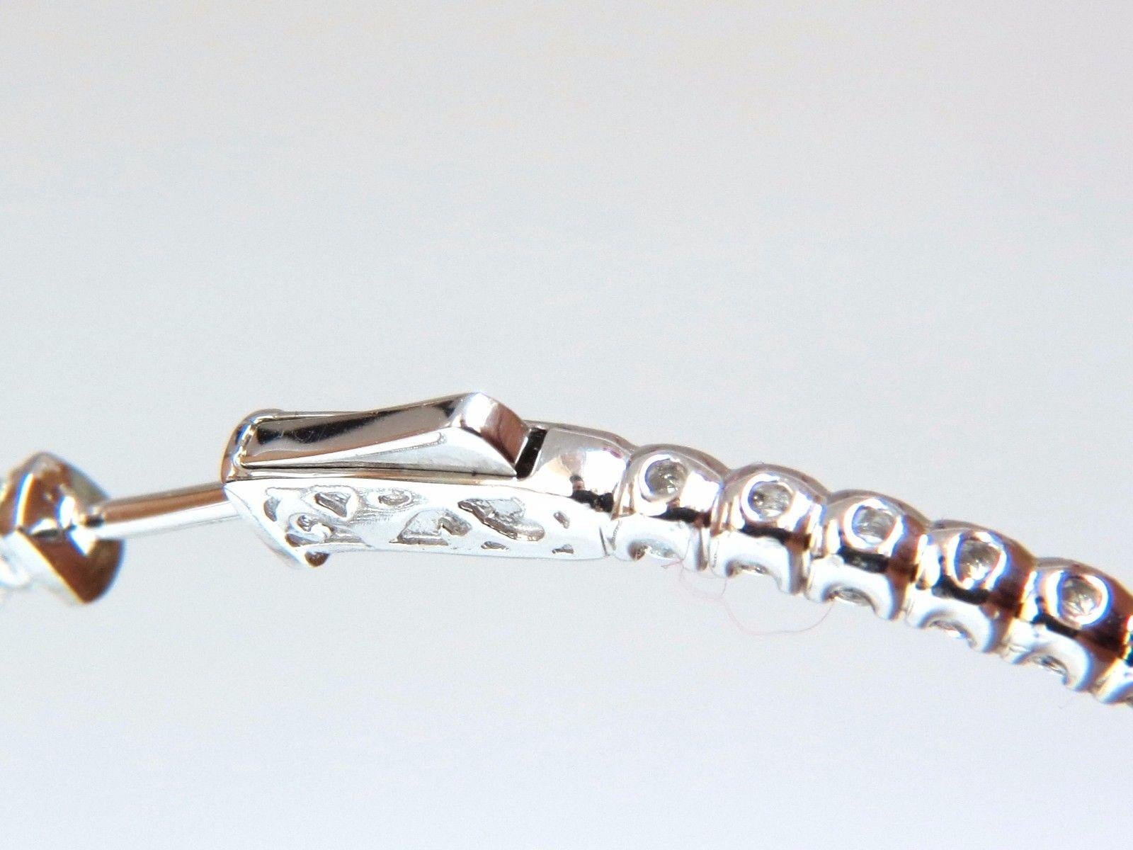 5.15ct natural round brilliant in/out diamond hoop earrings 14kt button lock In New Condition In New York, NY