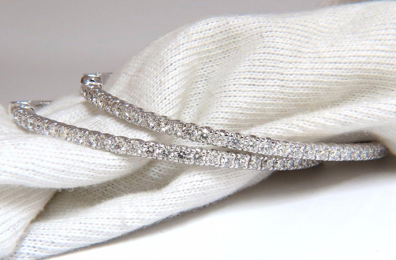 5.15ct natural round brilliant in/out diamond hoop earrings 14kt button lock 1