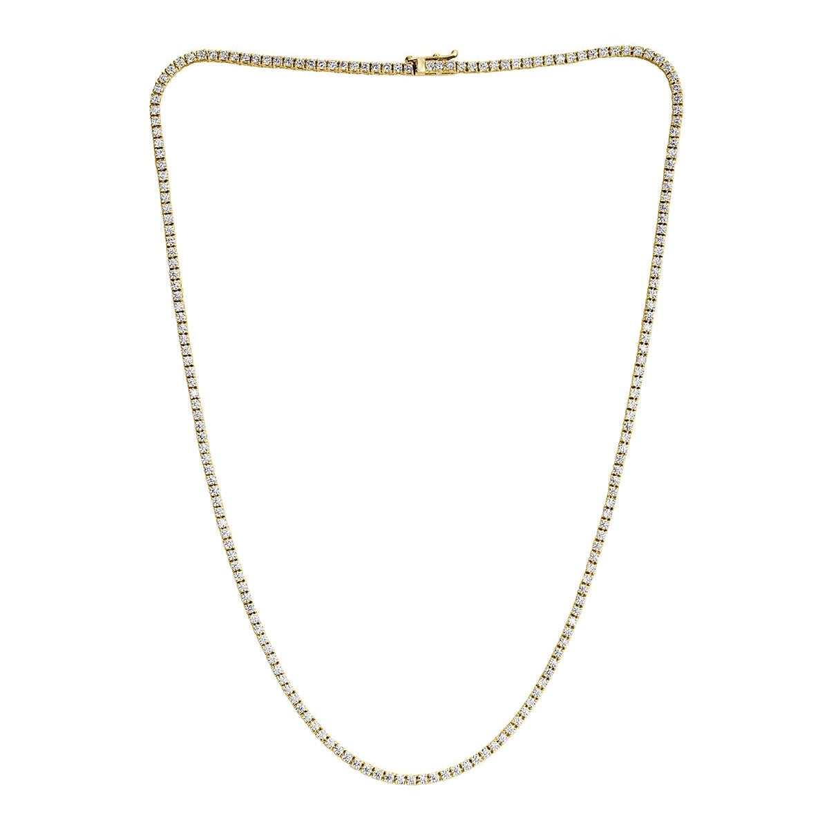 5.15ct Round Brilliant Cut Diamond Tennis Necklace in 14K Yellow Gold