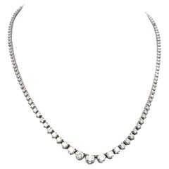 5.15ct Round Brilliant Diamond 14K White Gold Riviera Necklace Vintage Estate