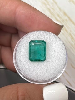 5.16 Carat 11.5x9 Bluish Green Zambian Emerald - Emerald Cut May Birthstone Gem