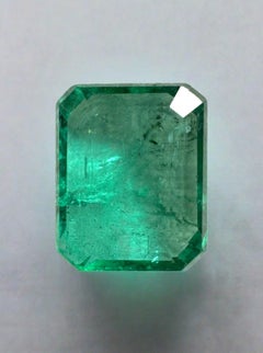 5.16 Carat 11.5x9 Bluish Green Zambian Emerald - Emerald Cut May Birthstone Gem