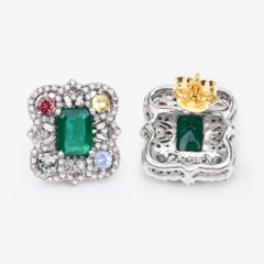 5.16 Carat Genuine Multi Gemstones .925 Sterling Silver Earrings