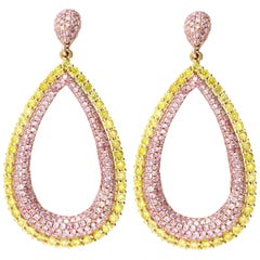 5.16 Carat Natural Pink and Yellow Diamond Earrings