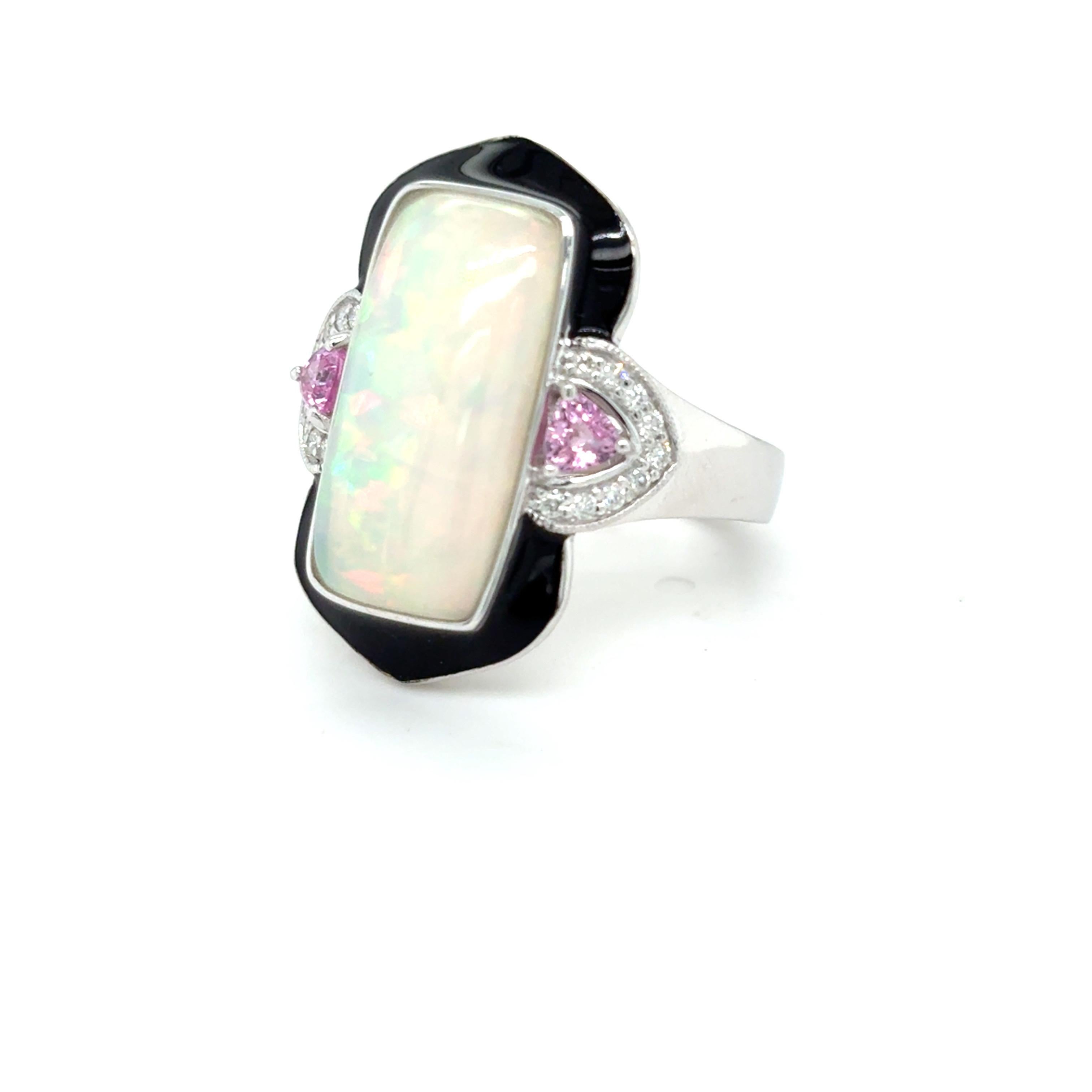 5,16 Karat Opal Pink Saphir Diamant Ring im Angebot 6