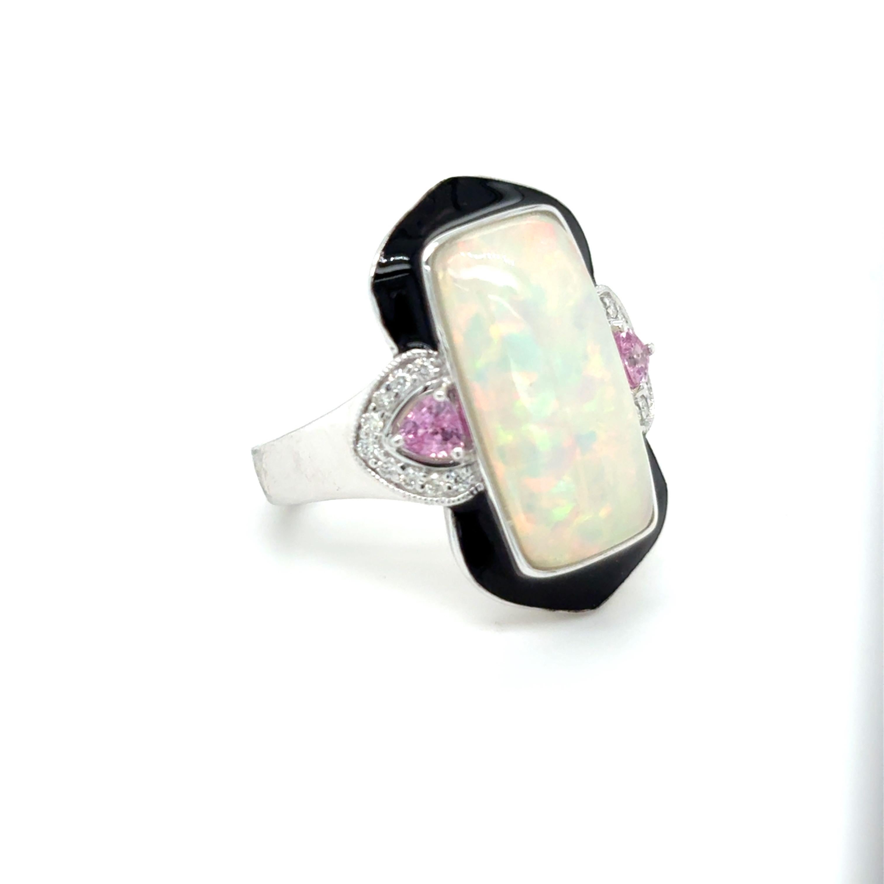 5,16 Karat Opal Pink Saphir Diamant Ring (Kunsthandwerker*in) im Angebot
