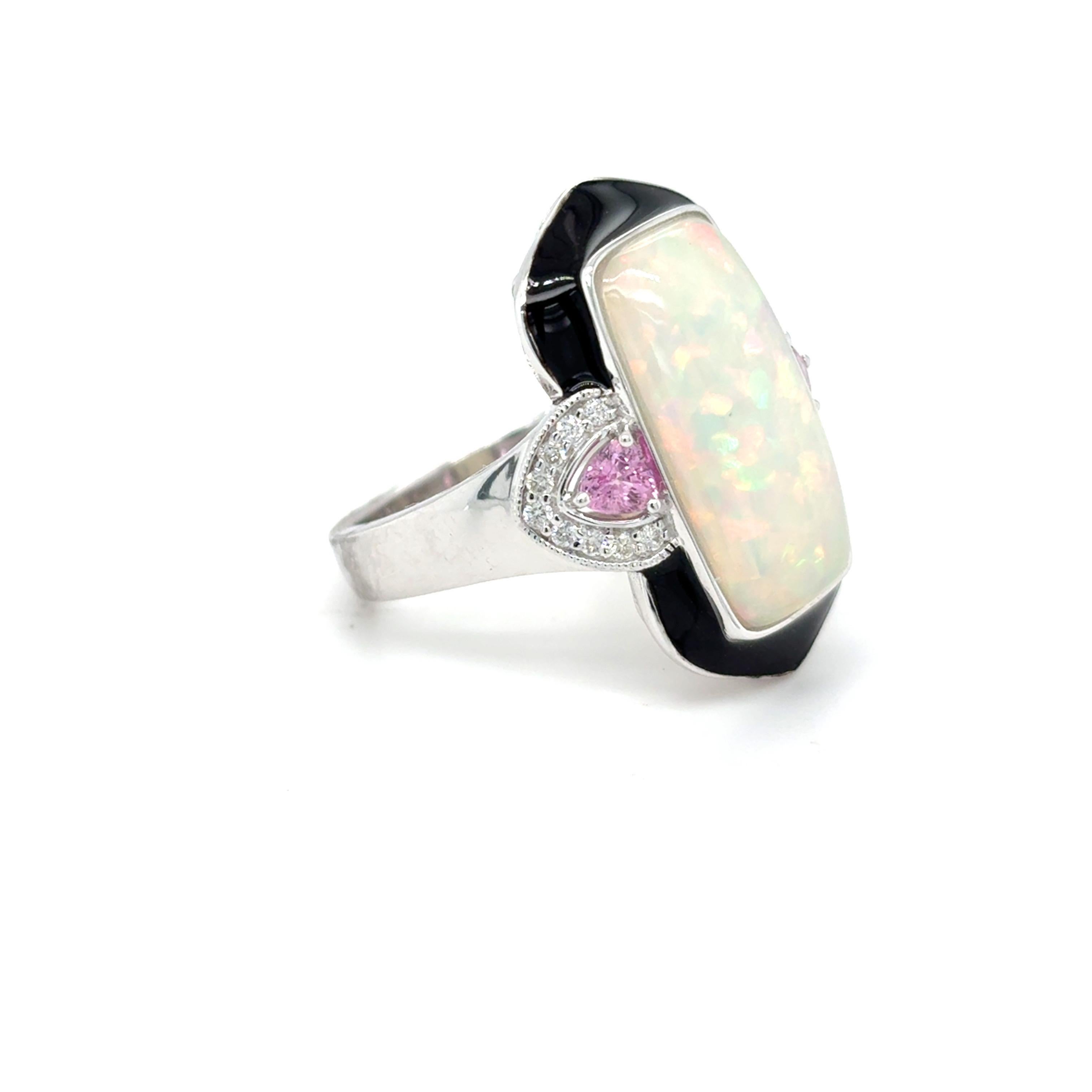 5,16 Karat Opal Pink Saphir Diamant Ring im Zustand „Neu“ im Angebot in Trumbull, CT