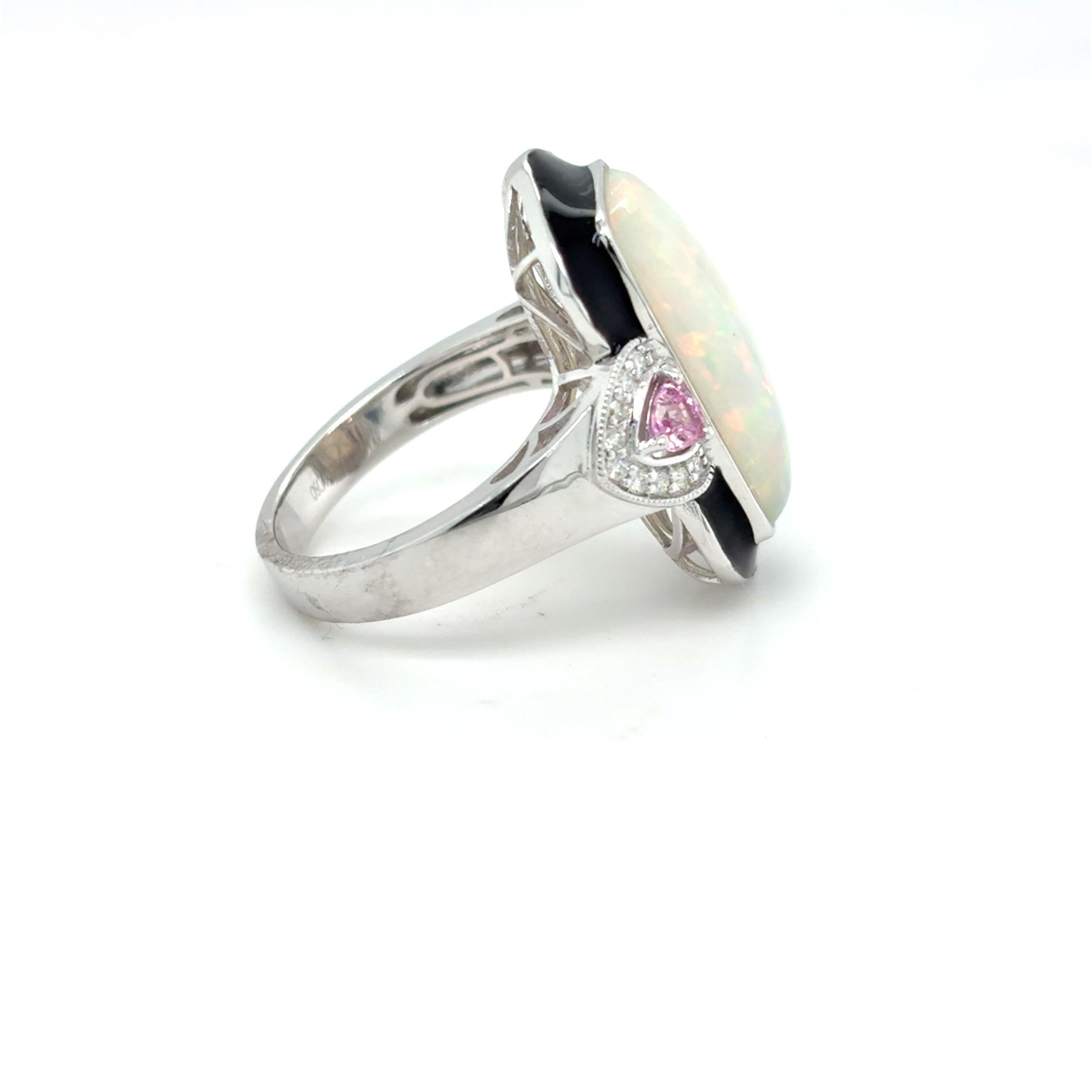 5,16 Karat Opal Pink Saphir Diamant Ring Damen im Angebot