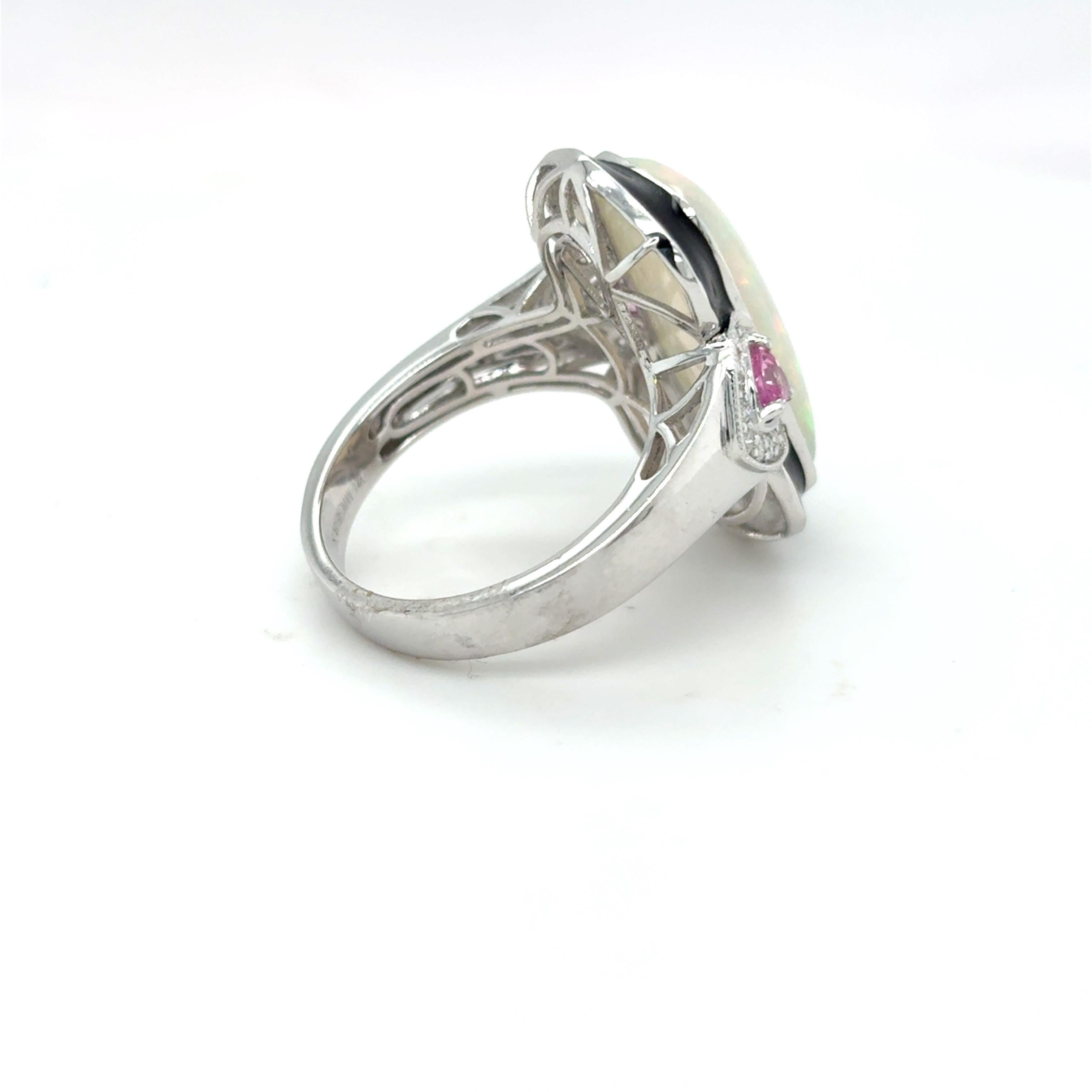 5,16 Karat Opal Pink Saphir Diamant Ring im Angebot 1