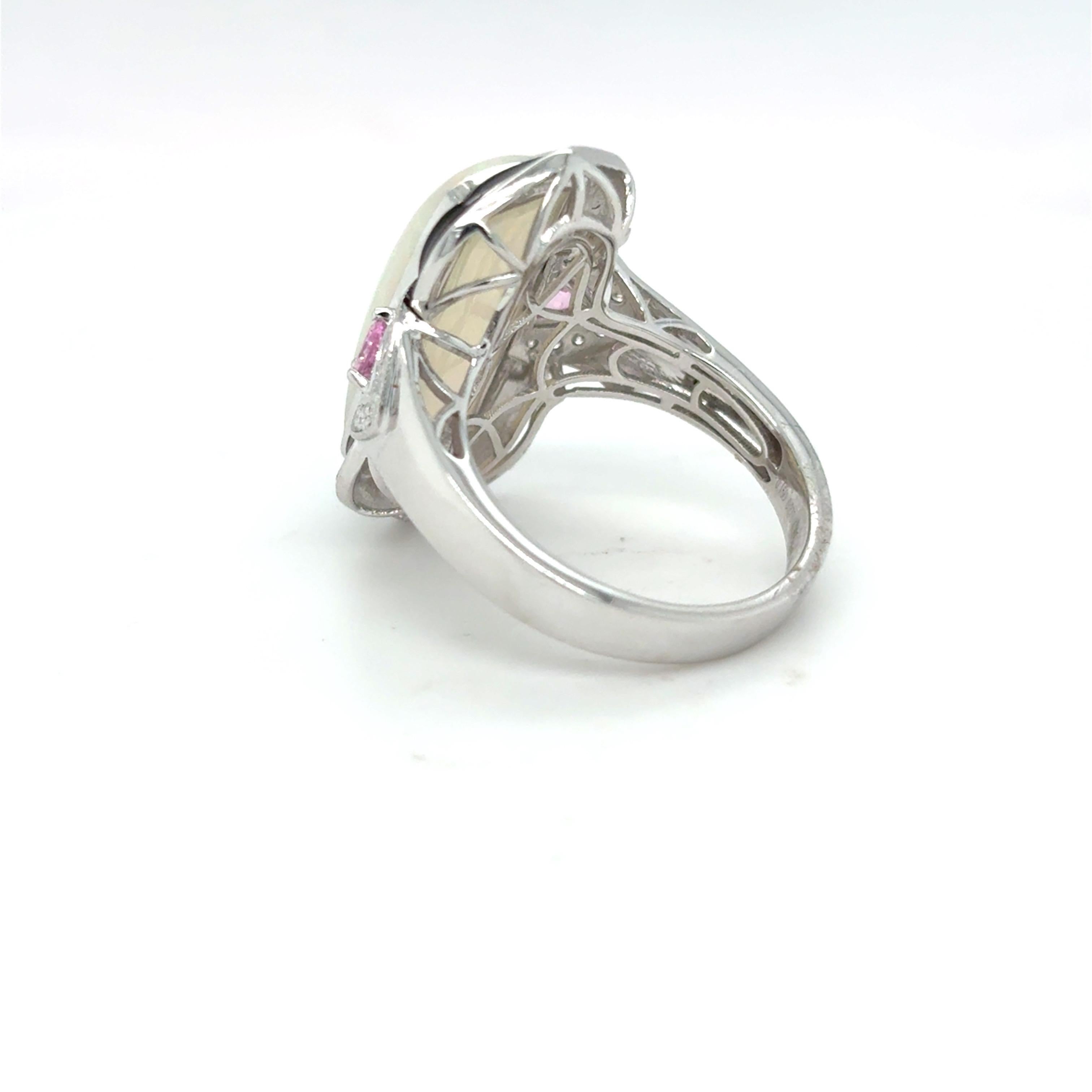 5,16 Karat Opal Pink Saphir Diamant Ring im Angebot 2