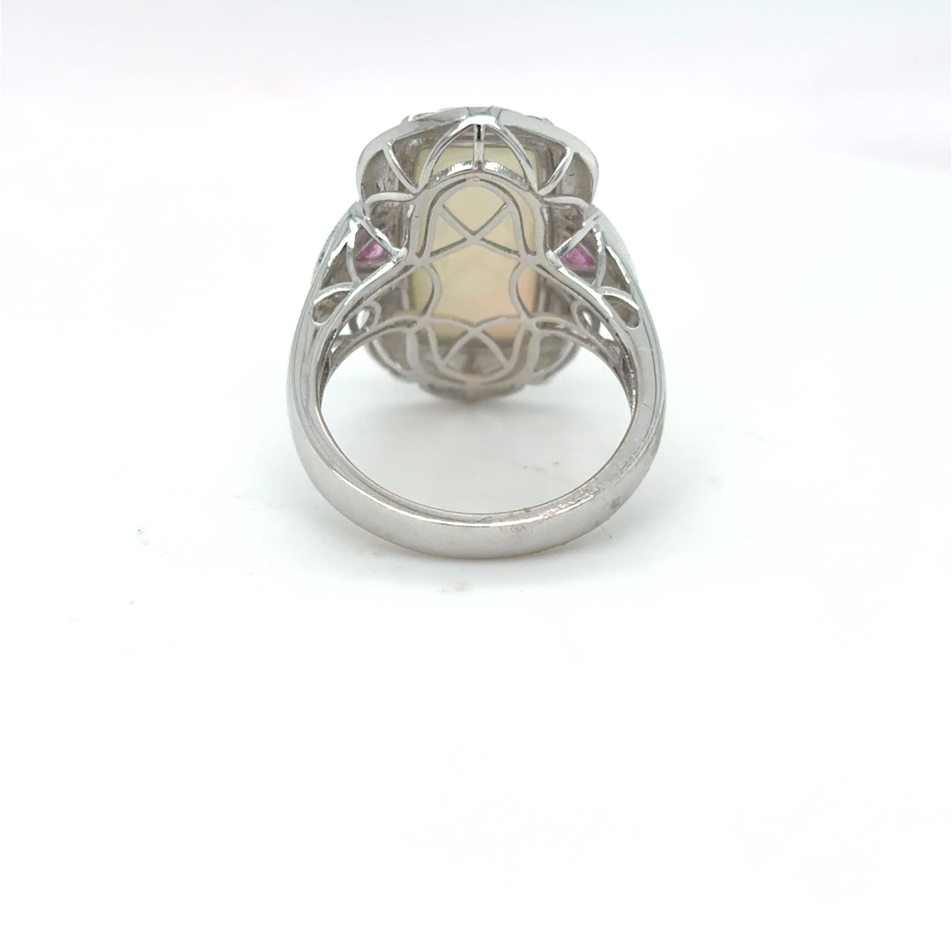 5,16 Karat Opal Pink Saphir Diamant Ring im Angebot 3