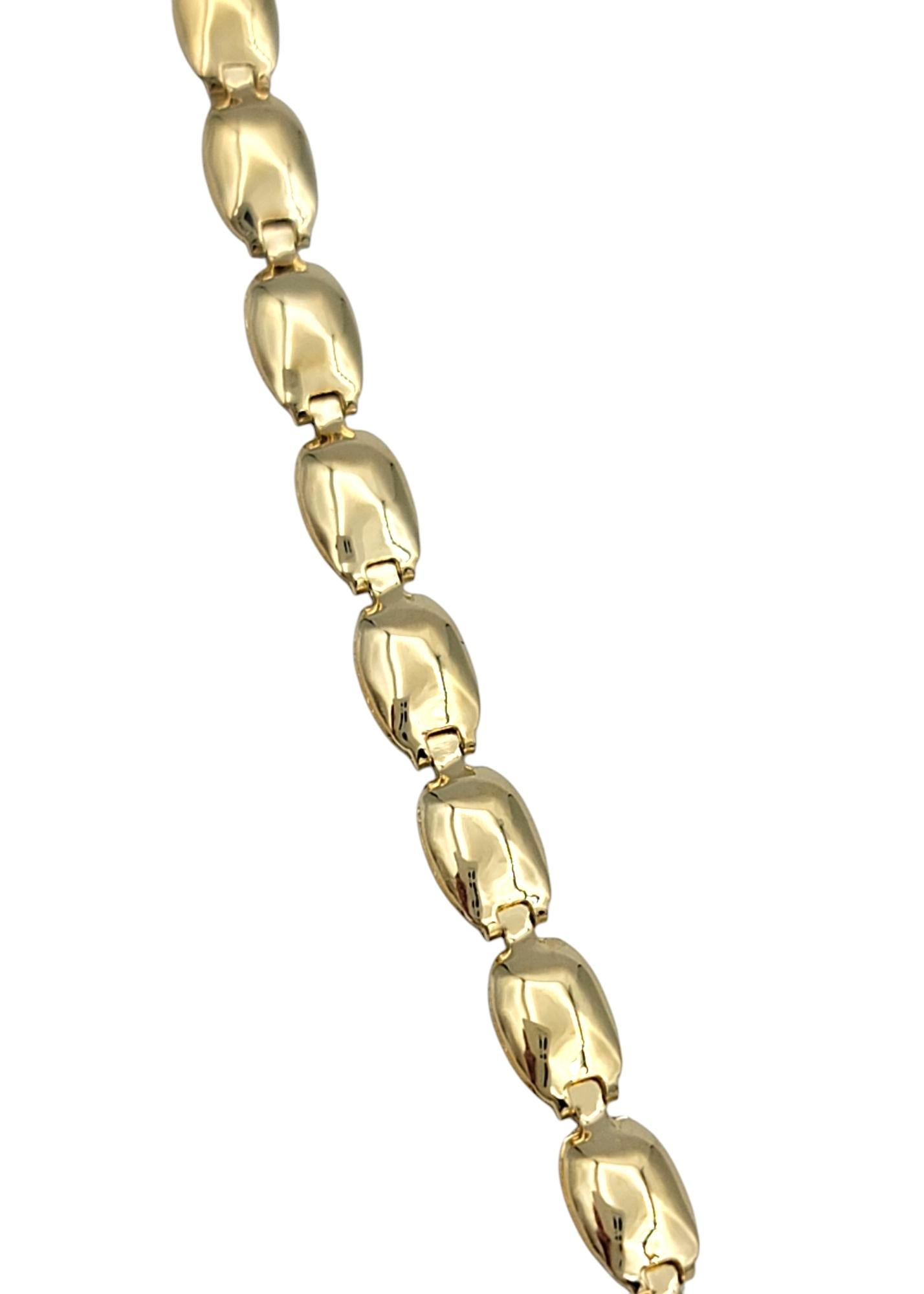 Collier à maillons d'accentuation en or jaune 14 carats avec péridot taille ronde de 5,16 carats au total Pour femmes en vente