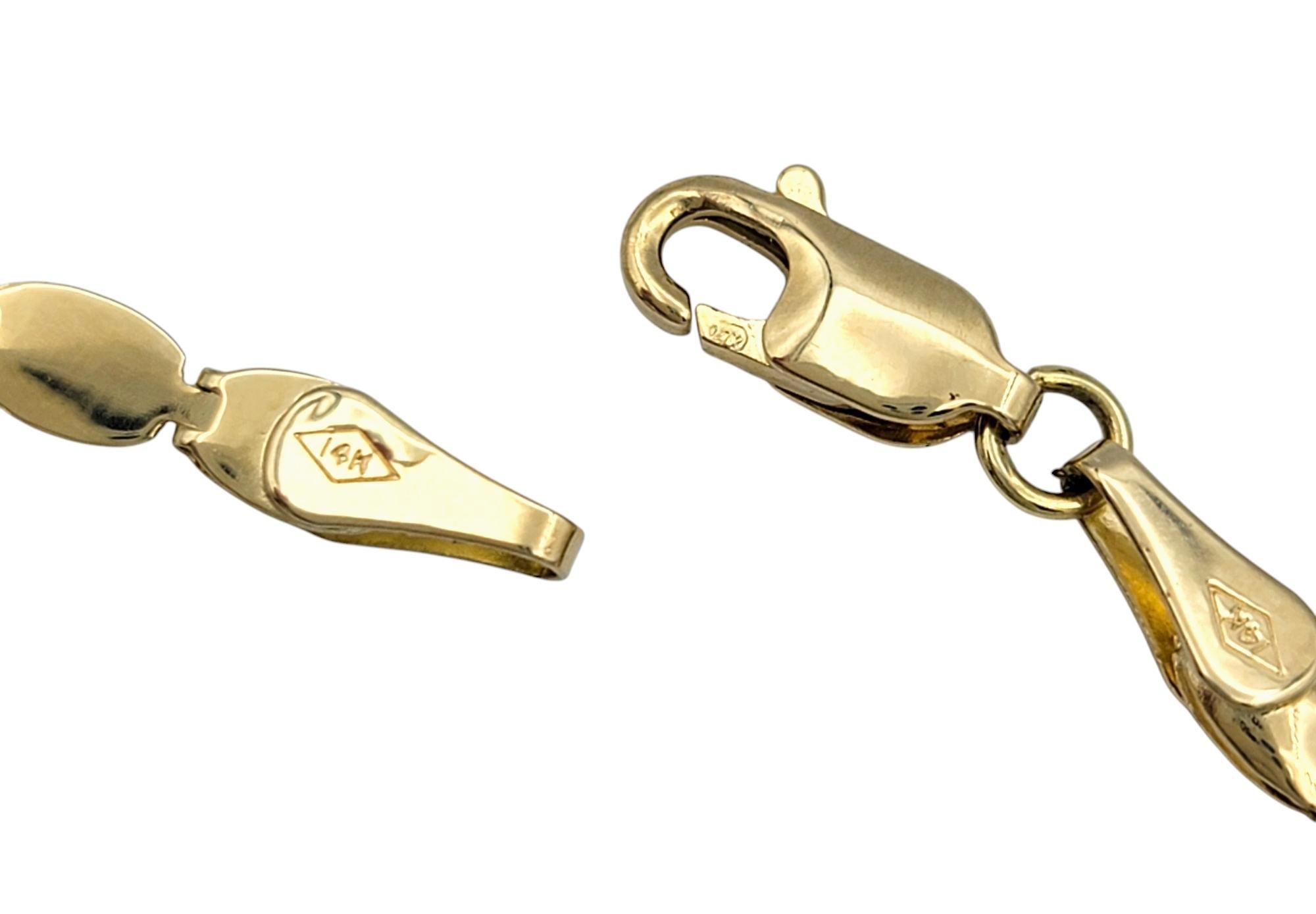 Collier à maillons d'accentuation en or jaune 14 carats avec péridot taille ronde de 5,16 carats au total en vente 2