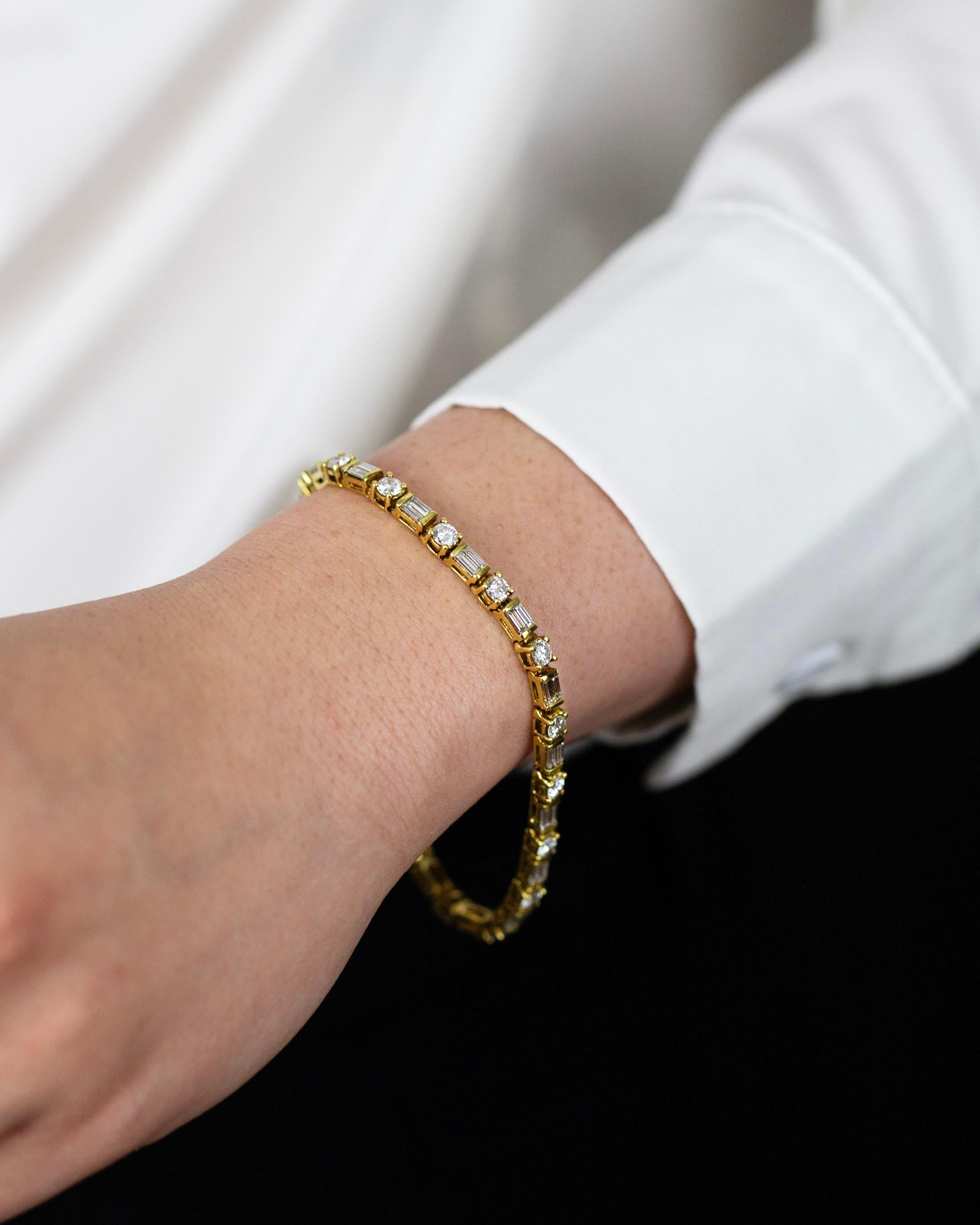 baguette tennis bracelet gold