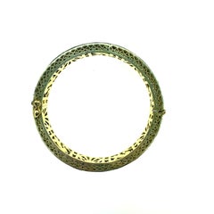 5.16Ct Old Mine Cut 'Polki Diamond' Bangle Oxidized Sterling Silver, 14K Gold