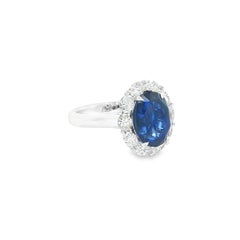 5.16ct GIA Certified Oval-Cut Blue Sapphire and Oval-Cut Diamond Ring in Plat.
