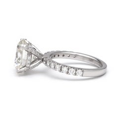 5.16ct Round Diamond Hidden Halo Ring in 14K White Gold, 0.76ct Side Diamonds