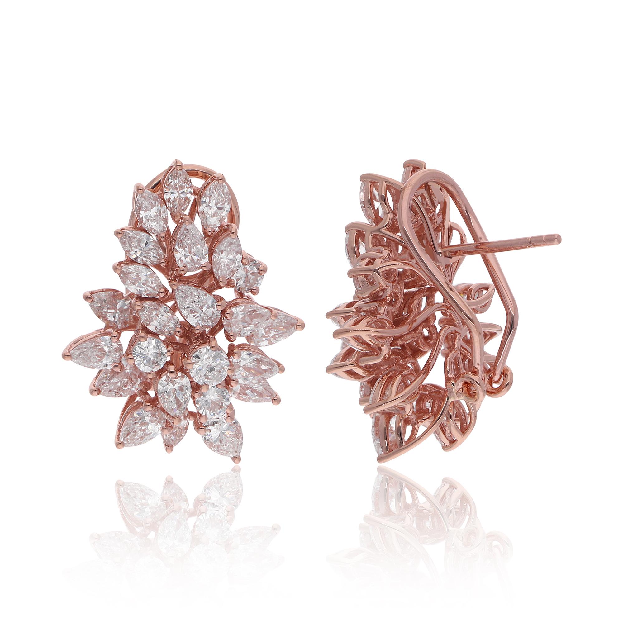 5,16 Karat SI Reinheit HI Farbe Diamant Cluster 18 Karat Rose Gold Ohrstecker (Moderne) im Angebot