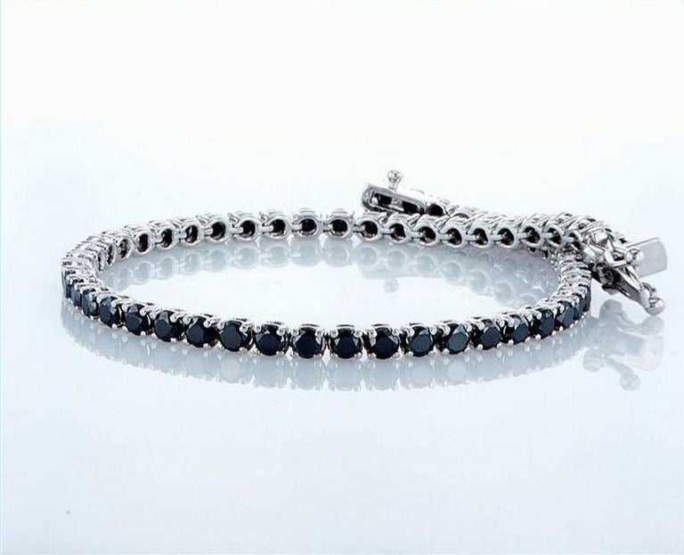 5.17 Carat Black Diamonds Tennis Bracelet 14K White Gold ...