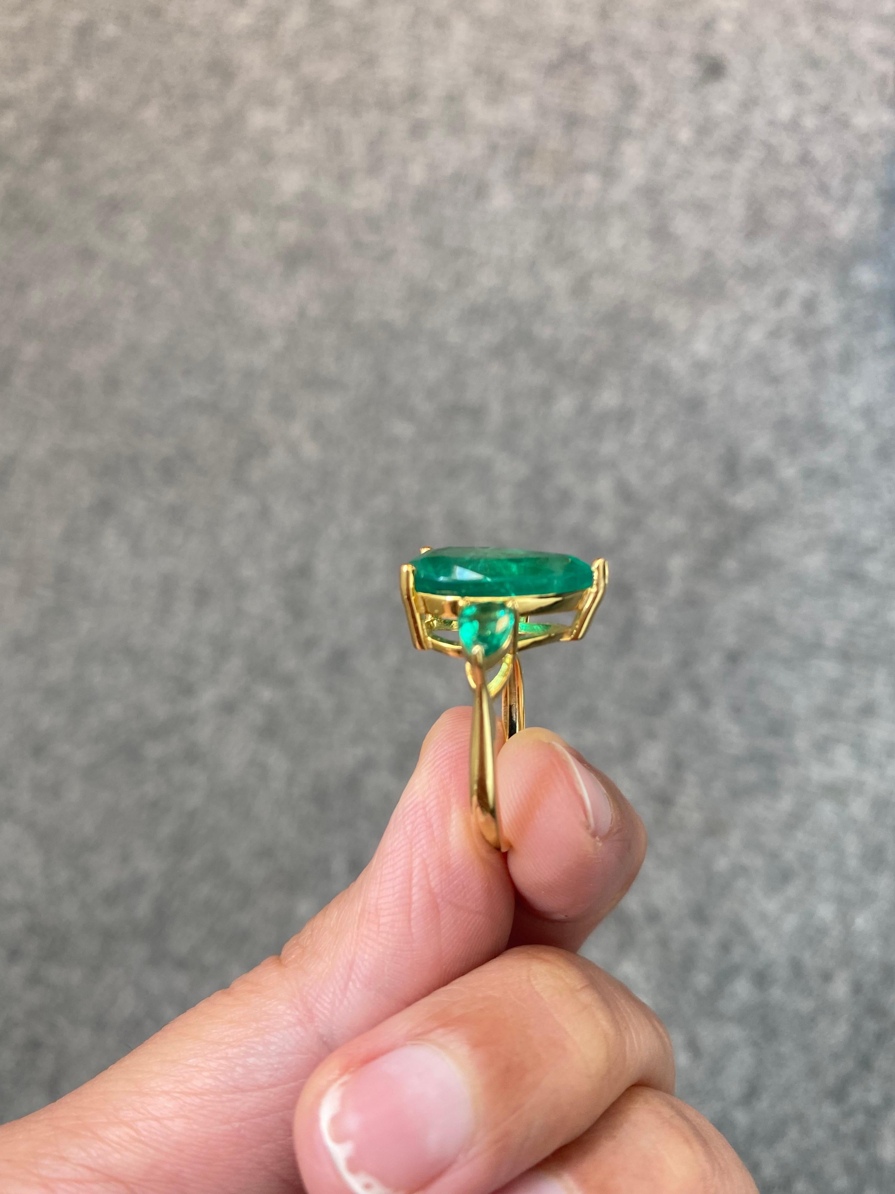 5.17 Carat Emerald Three Stone Engagement Ring 2