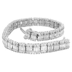 5.17 Carat Round Baguette Diamond White Gold Bracelet