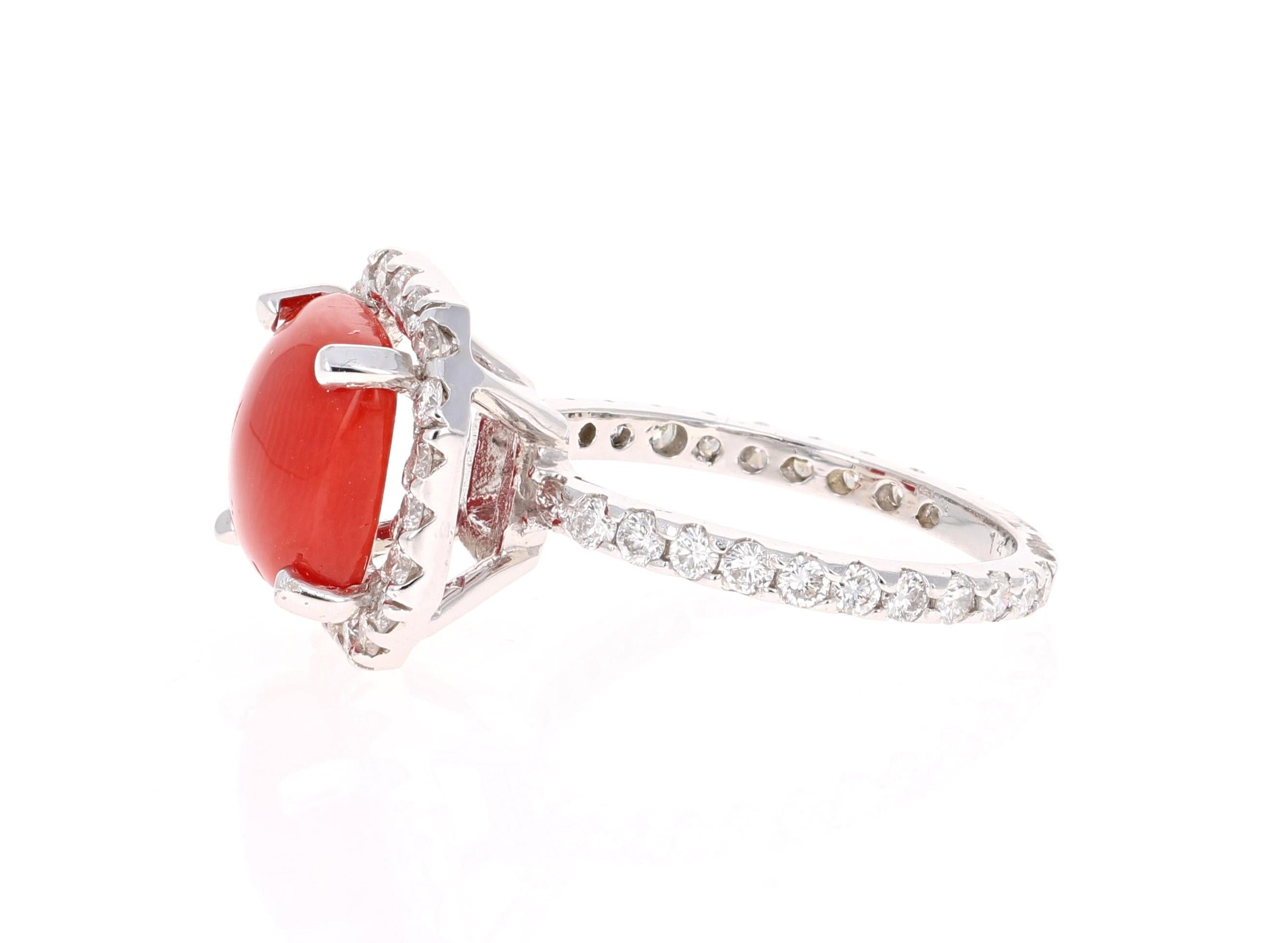 white coral stone ring