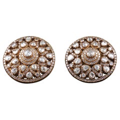 5.18 Carat Diamond and 14K Matte Finish Yellow Gold Stud Earrings