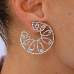 5.18 Carat Diamond White Gold Openwork Hoop Earrings