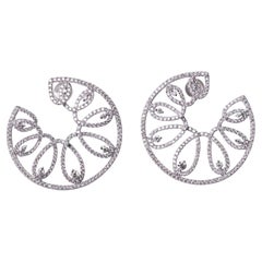 5.18 Carat Diamond White Gold Openwork Hoop Earrings