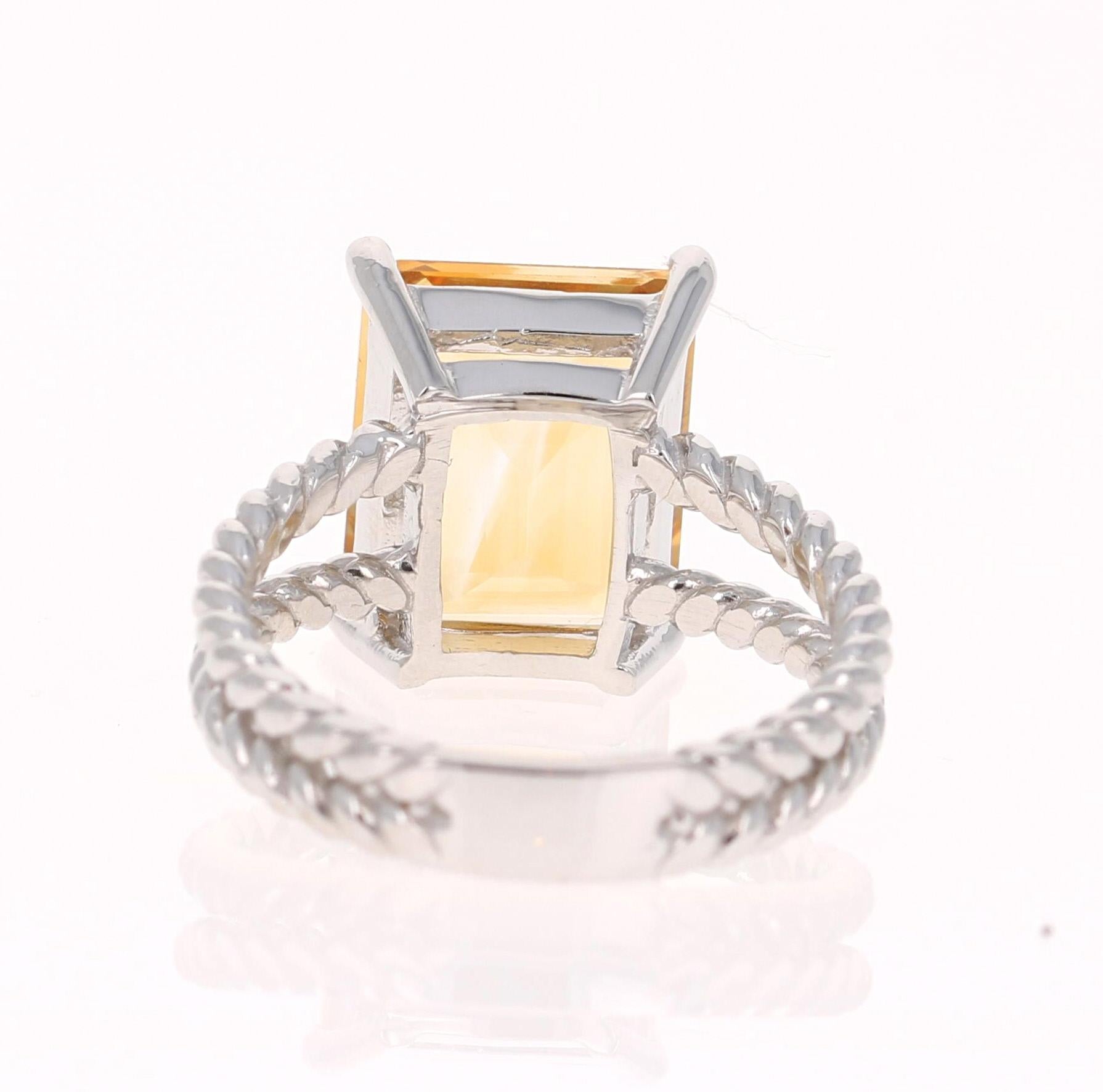 5,18 Karat Smaragdschliff Citrinquarz Weißgold Cocktail-Ring im Zustand „Neu“ im Angebot in Los Angeles, CA