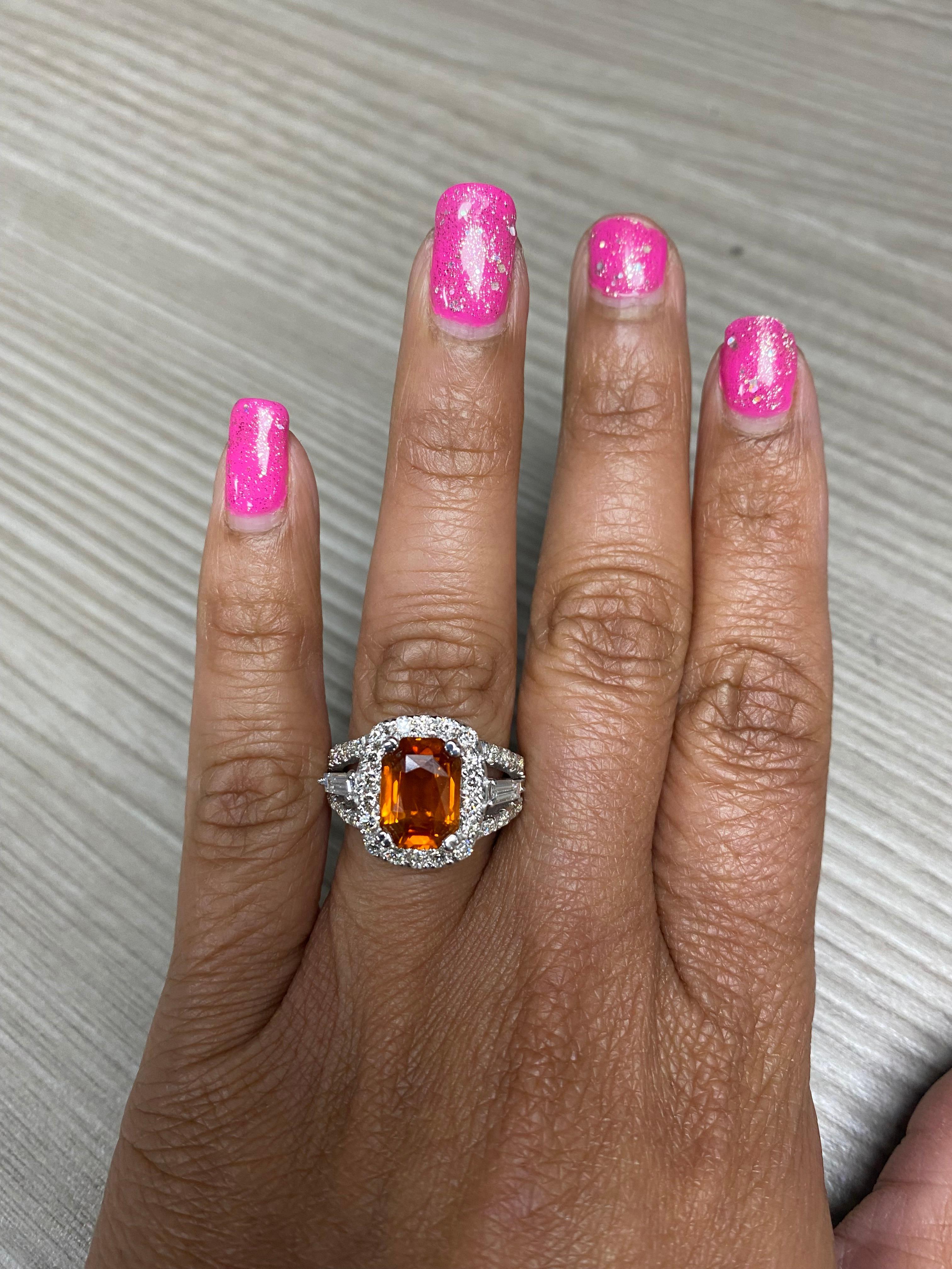 Women's 5.18 Carat GIA Certified Orange Sapphire Diamond 18 Karat White Gold Ring