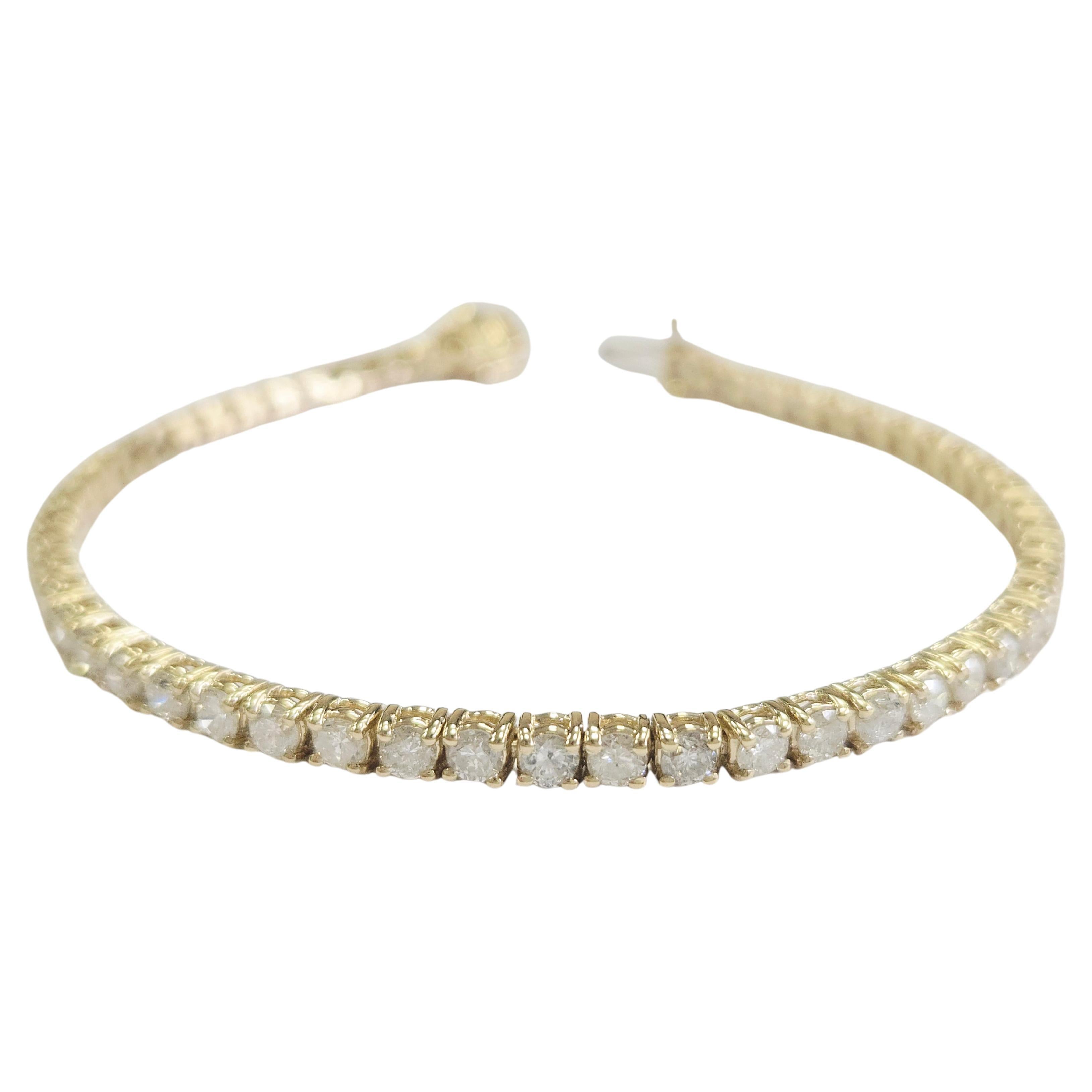 Bracciale tennis con diamanti naturali da 5,18 carati in oro giallo 14 carati