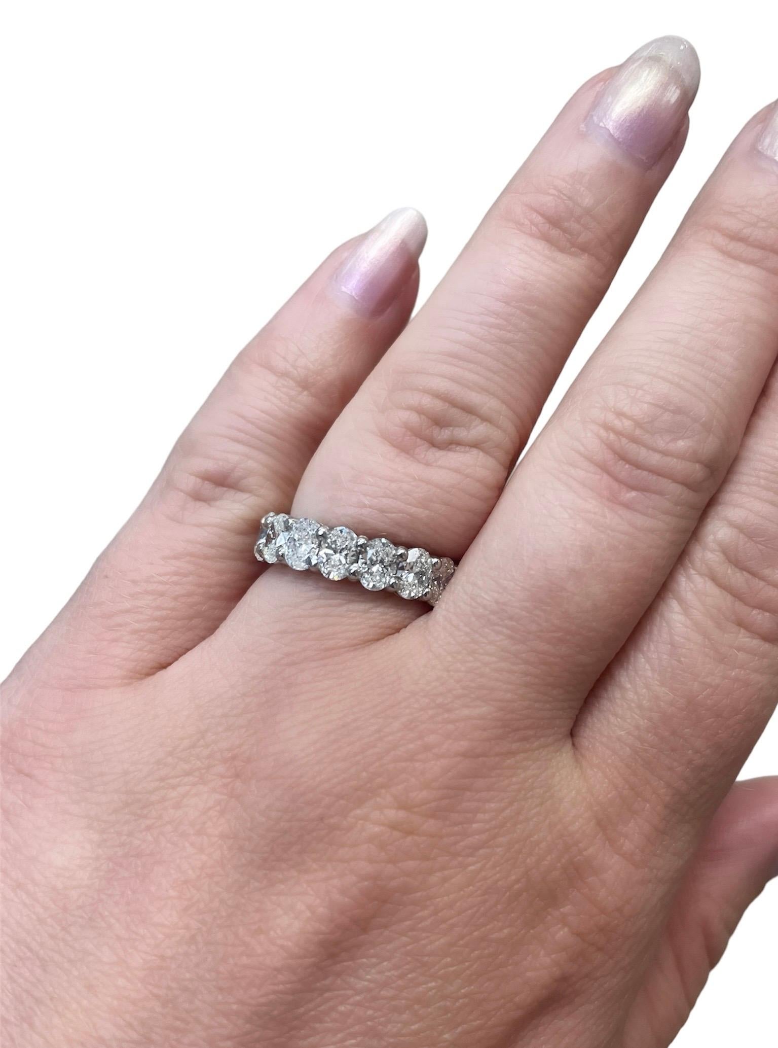 Oval Cut 5.18 Carat Oval Diamond Eternity Band For Sale