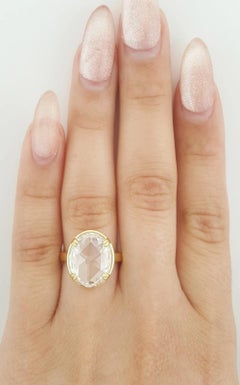 Anello di fidanzamento solitario con diamante ovale taglio rosa da 5,18 carati in oro giallo 18 carati