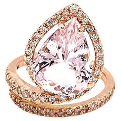5.18 Carat Pink Morganite Diamond Rose Gold Cocktail Ring
