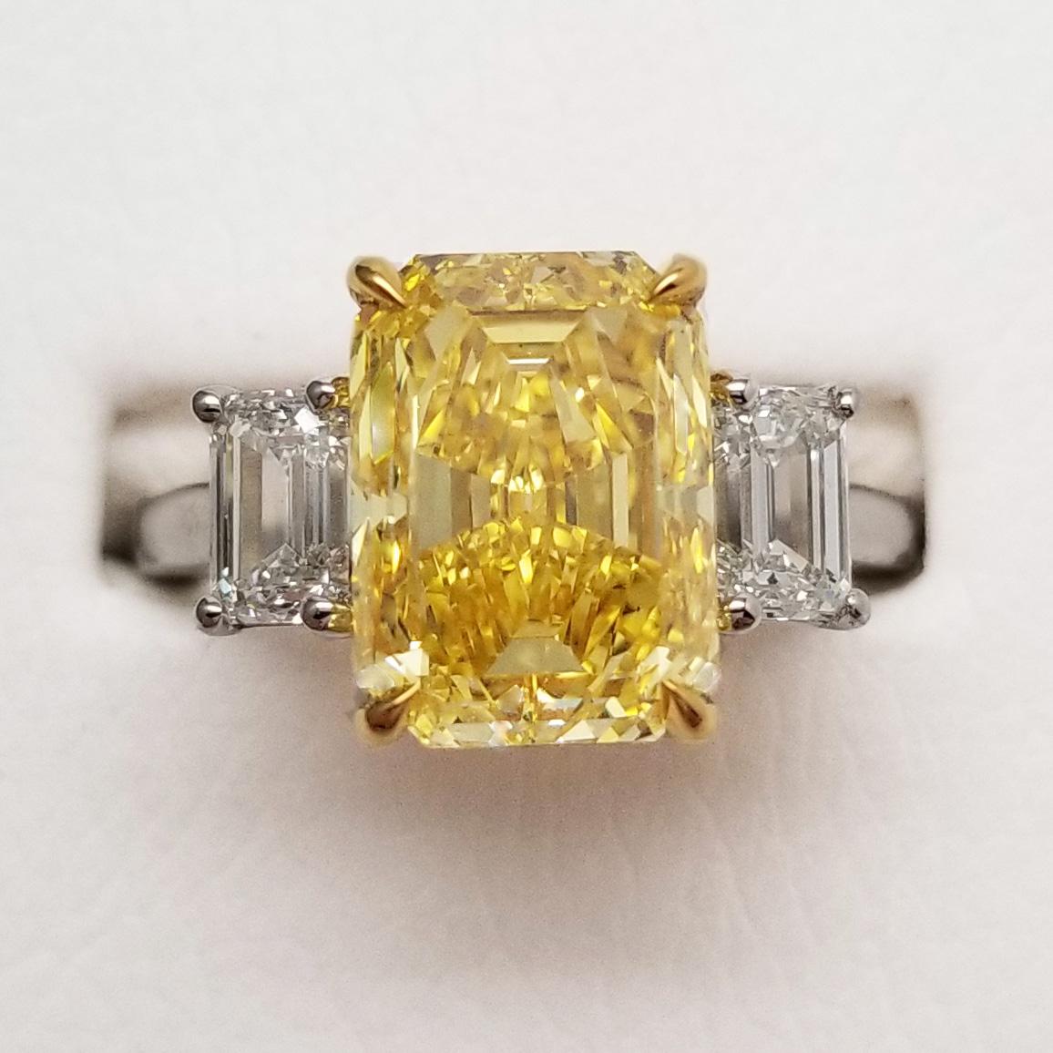 yellow diamond emerald cut