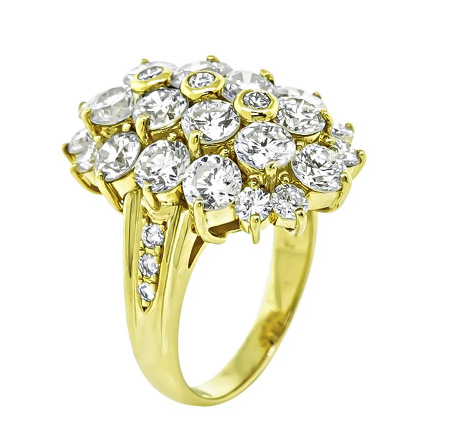 Round Cut 5.18ct Diamond Gold Cocktail Ring For Sale