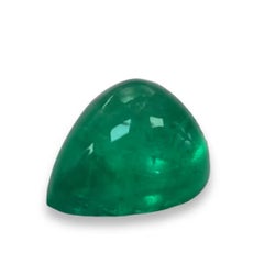5.18ct Natural Earth Pear Cab Colombian Emerald Gemstone Green Color GRS Certed