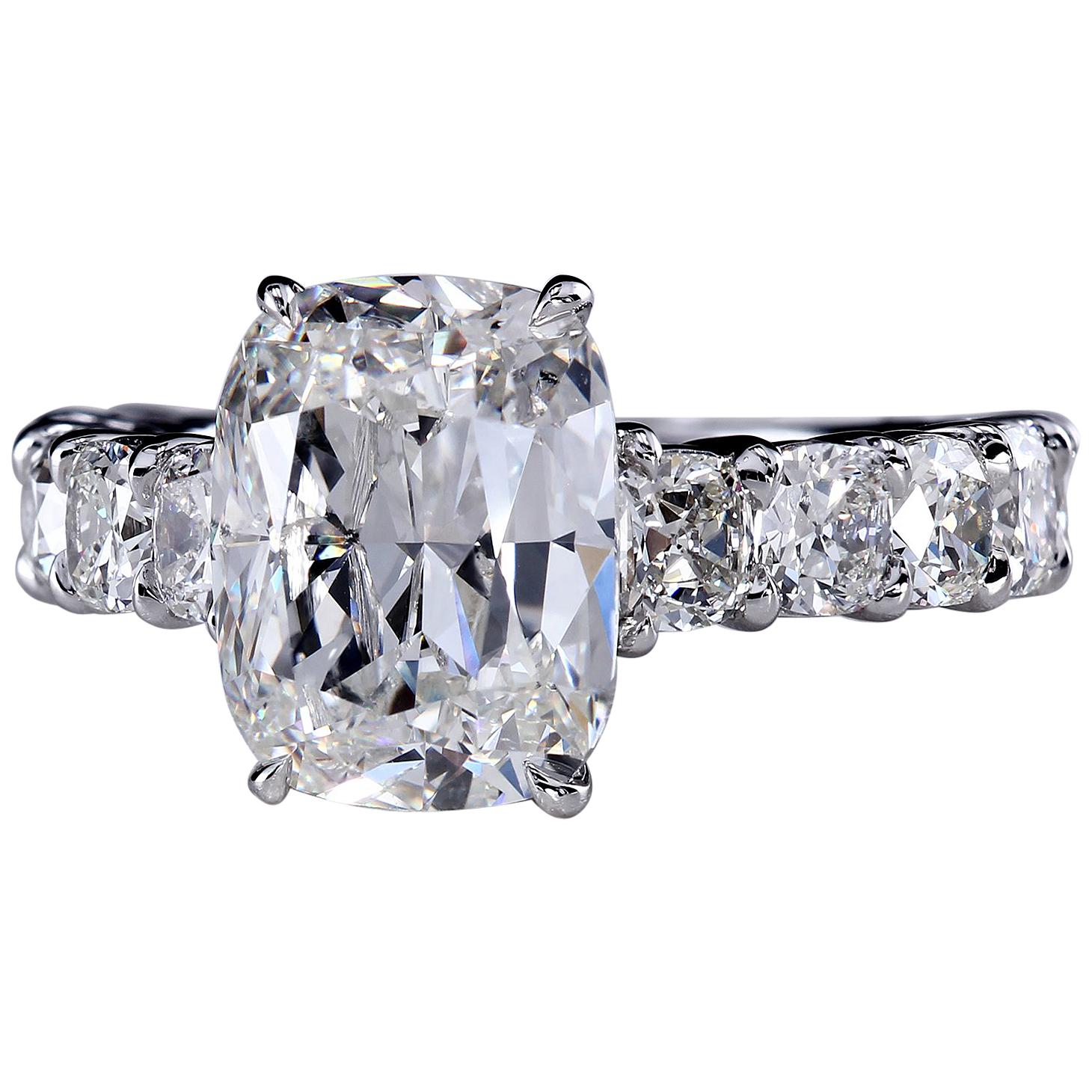 Leon Mege GIA Certified 5.19-Carat Antique Cushion Diamond Engagement Ring